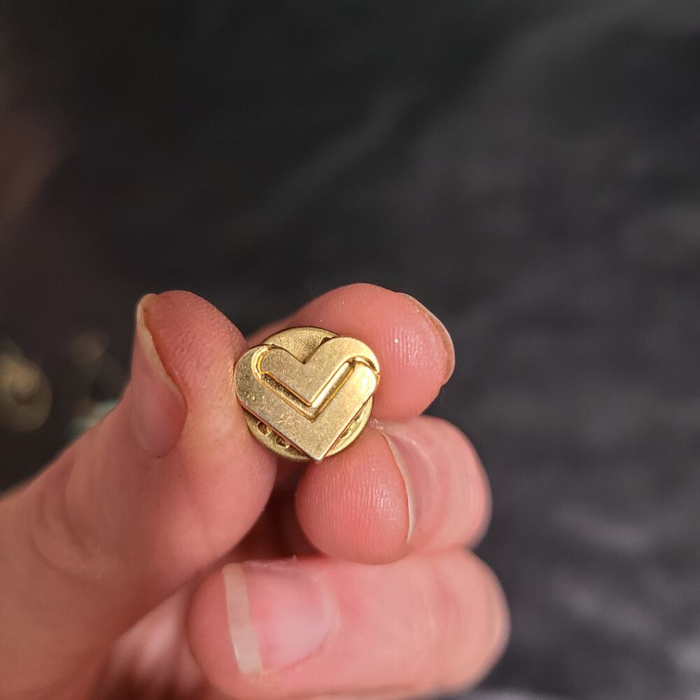 vintage small heart metal lapel pin